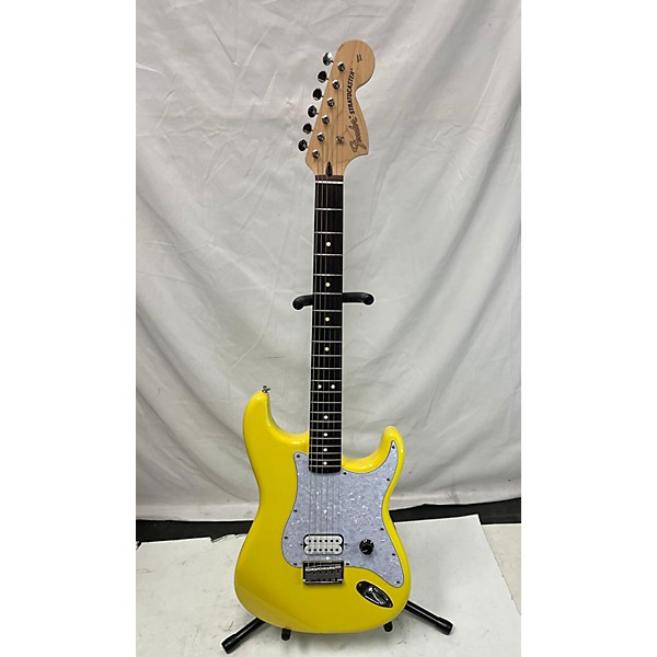 Used Fender Used Fender Tom DeLonge Stratocaster With Invader SH8 Pickup Graffiti Yellow Solid Body Electric Guitar