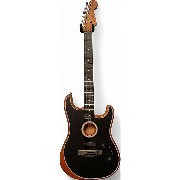 Used 2021 Fender American Acoustasonic Stratocaster Black Acoustic Electric Guitar