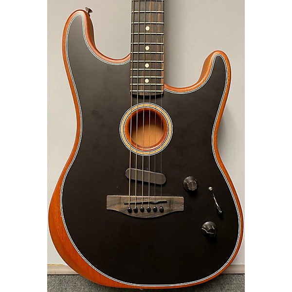 Used 2021 Fender American Acoustasonic Stratocaster Black Acoustic Electric Guitar