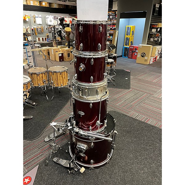 Used Used Rockwood 5 piece Drum Set Wine Red Drum Kit