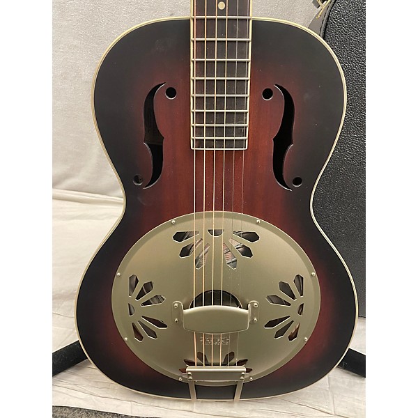 Used Gretsch Guitars Used Gretsch Guitars G9241 Alligator Biscuit Round-Neck Resonator 2 Color Sunburst Acoustic Electric ...