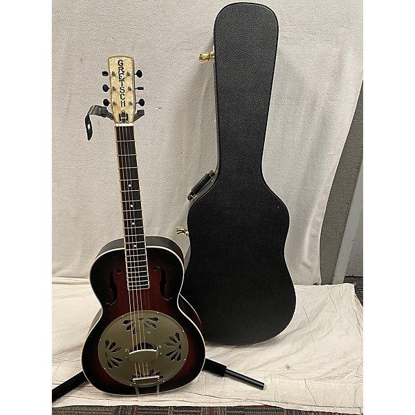 Used Gretsch Guitars Used Gretsch Guitars G9241 Alligator Biscuit Round-Neck Resonator 2 Color Sunburst Acoustic Electric ...