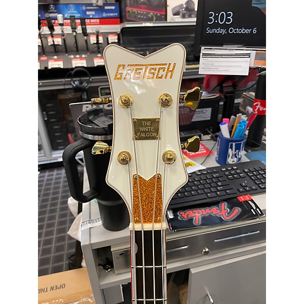 Used Gretsch Guitars G6136lsb Gold And White Electric Bass Guitar