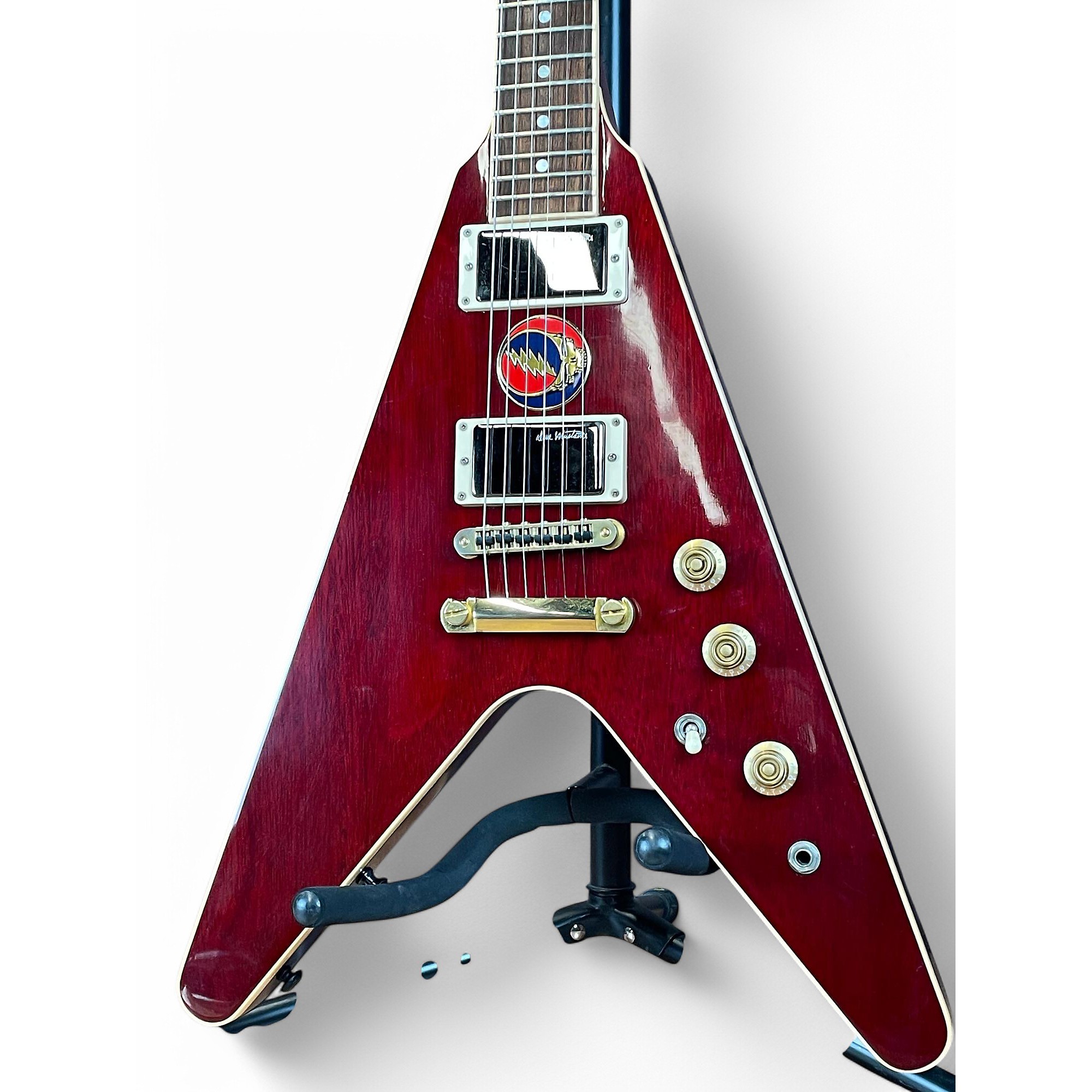 Used 2016 Gibson DAVE MUSTAINE FLYING V Maroon Solid Body Electric
