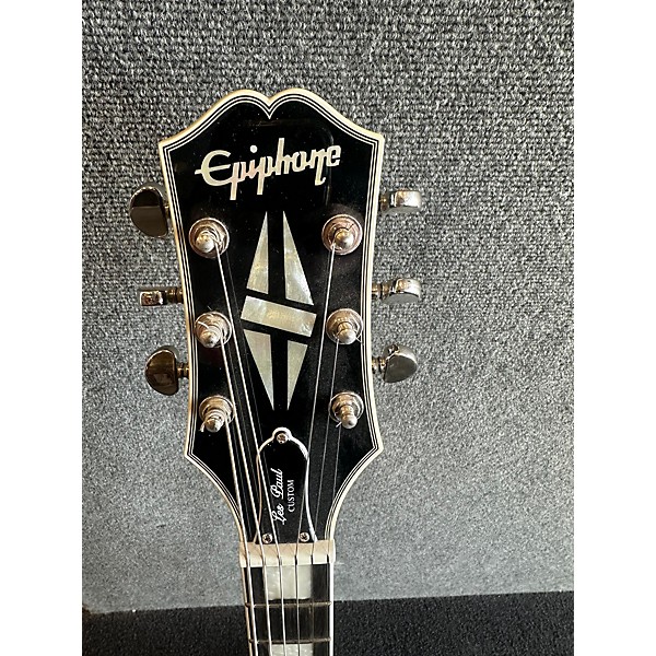 Used Epiphone Used Epiphone Les Paul Custom Black And Silver Solid Body Electric Guitar