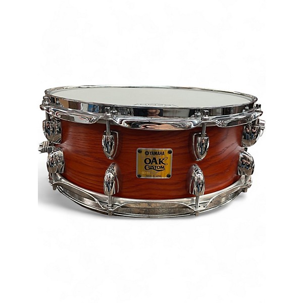 Used Yamaha Used Yamaha Oak Custom Snare Gold Badge Matte Sedona Red Drum