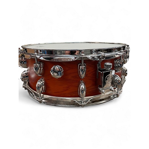 Used Yamaha Used Yamaha Oak Custom Snare Gold Badge Matte Sedona Red Drum