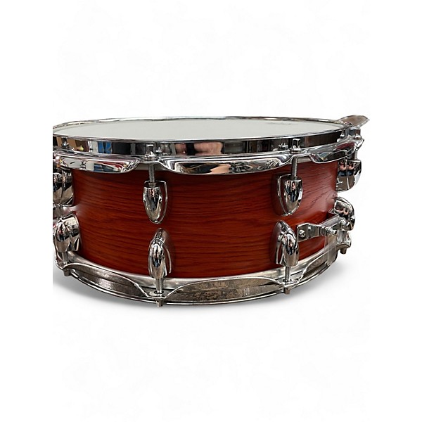 Used Yamaha Used Yamaha Oak Custom Snare Gold Badge Matte Sedona Red Drum