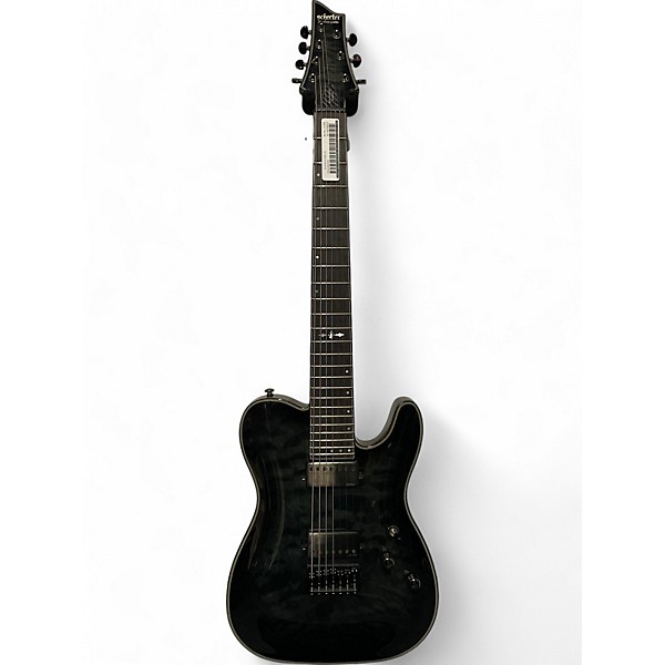 Used Schecter Guitar Research Hellraiser Hybrid PT 7 String Trans Black Solid Body Electric Guitar