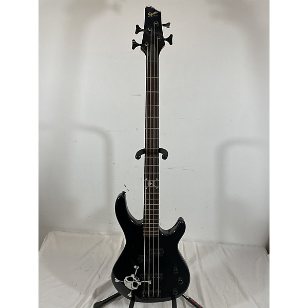 Used Squier MB4 Skull & Crossbones Electric Bass Guitar Black Guitar