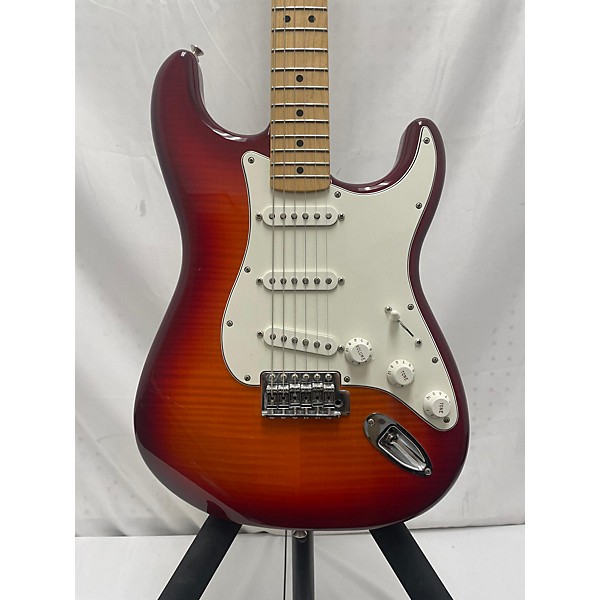 Used Fender Used Fender STD STRAT PLUS TOP MN ACB Aged Cherry Burst Solid Body Electric Guitar