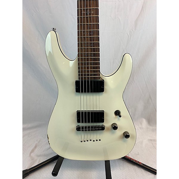 Used Schecter Guitar Research Used Schecter Guitar Research Demon 7 String White Solid Body Electric Guitar