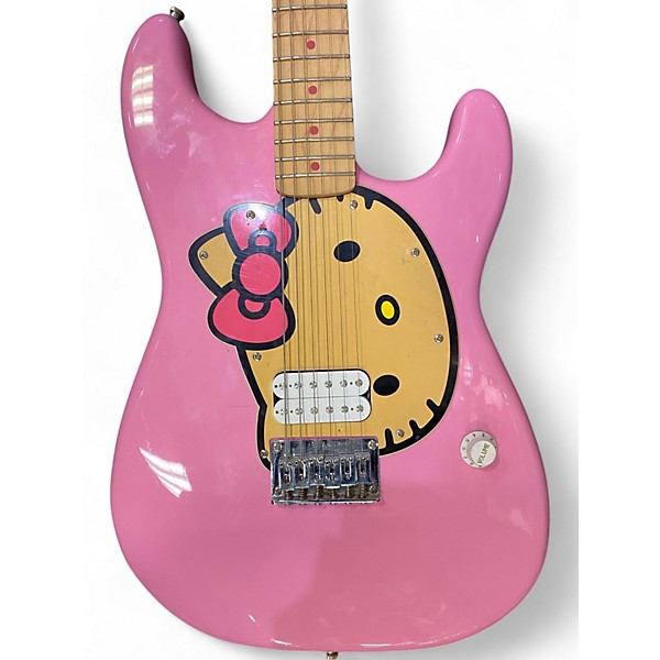 Used Squier Used Squier Hello Kitty Stratocaster Single Hum Pink With Kitty Pickguard Pink Solid Body Electric Guitar