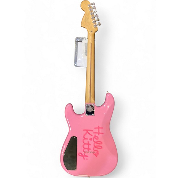 Used Squier Used Squier Hello Kitty Stratocaster Single Hum Pink With Kitty Pickguard Pink Solid Body Electric Guitar