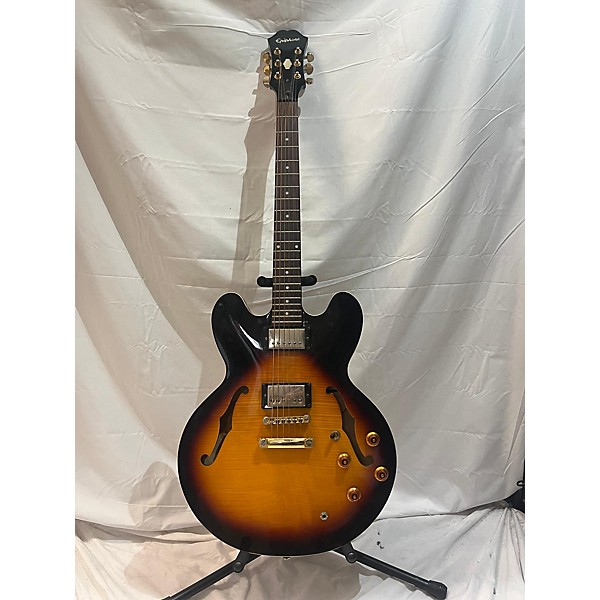 Used Epiphone Used Epiphone Dot Deluxe Flametop Tobacco Sunburst Hollow Body Electric Guitar