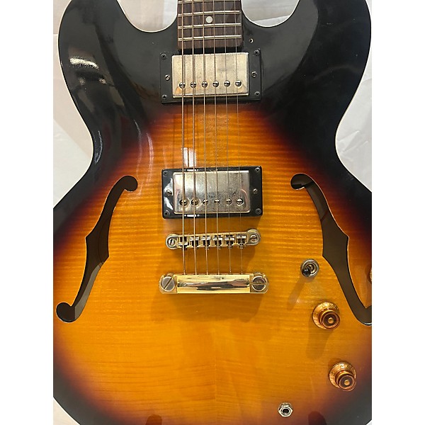 Used Epiphone Used Epiphone Dot Deluxe Flametop Tobacco Sunburst Hollow Body Electric Guitar