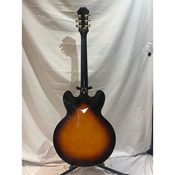 Used Epiphone Used Epiphone Dot Deluxe Flametop Tobacco Sunburst Hollow Body Electric Guitar