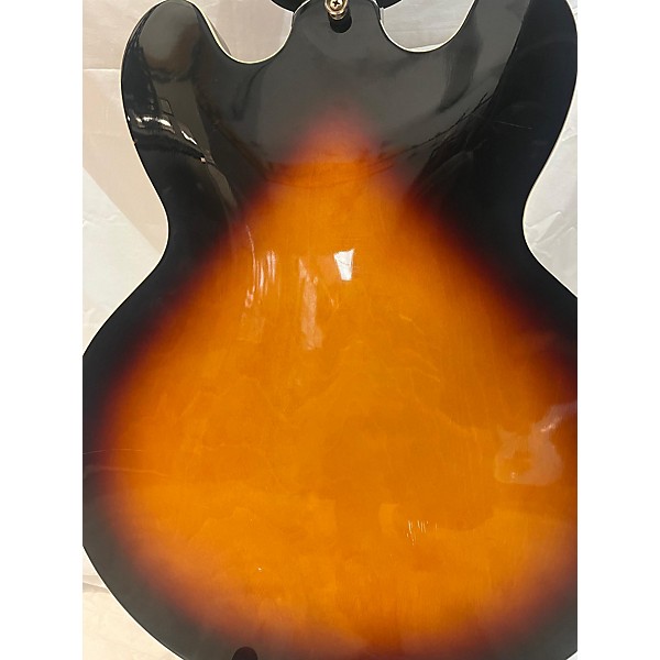 Used Epiphone Used Epiphone Dot Deluxe Flametop Tobacco Sunburst Hollow Body Electric Guitar