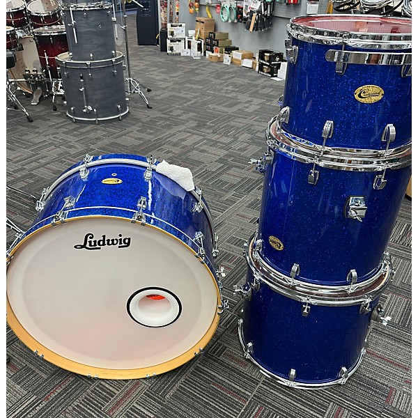 Used Ludwig Used Ludwig 4 piece Centennial Blue Sparkle Drum Kit