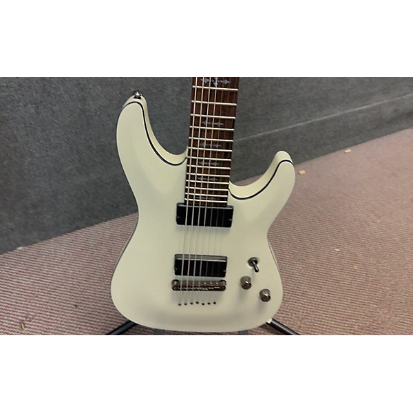 Used Schecter Guitar Research Used Schecter Guitar Research Demon 7 String White Solid Body Electric Guitar