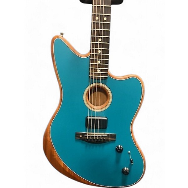 Used Fender Acoustasonic Jazzmaster Ice Blue Acoustic Electric Guitar