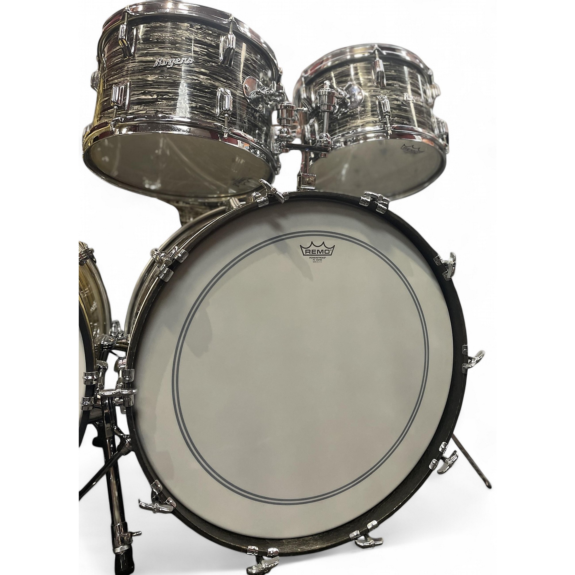 Vintage 1967 Rogers 4 piece Powertone Black Oyster Drum Kit