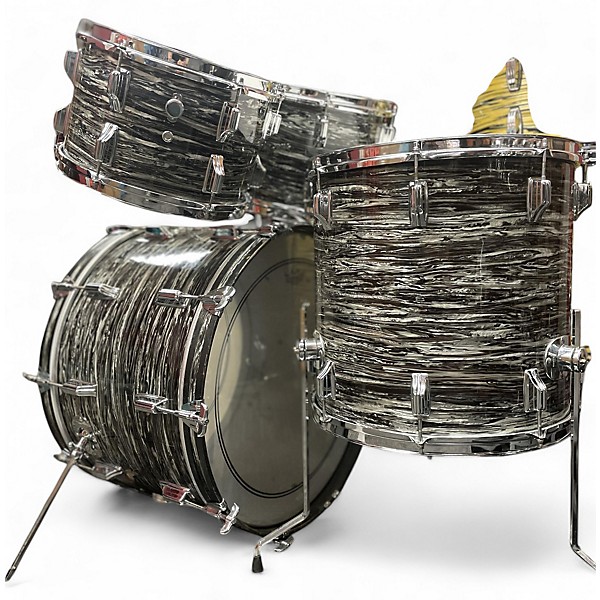 Vintage 1967 Rogers 4 piece Powertone Black Oyster Drum Kit