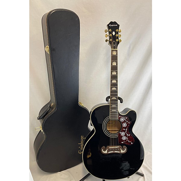 Used Epiphone Used Epiphone EJ200SCE Black Acoustic Electric Guitar