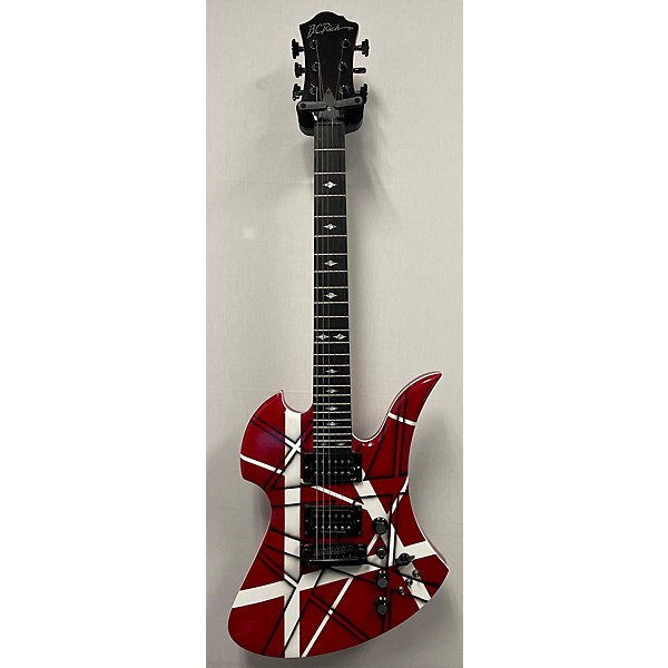 Used B.C. Rich Used B.C. Rich Mockingbird ST Red With Black And White Stripes Solid Body Electric Guitar