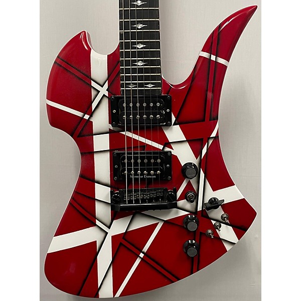 Used B.C. Rich Used B.C. Rich Mockingbird ST Red With Black And White Stripes Solid Body Electric Guitar