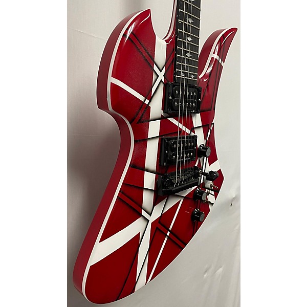 Used B.C. Rich Used B.C. Rich Mockingbird ST Red With Black And White Stripes Solid Body Electric Guitar