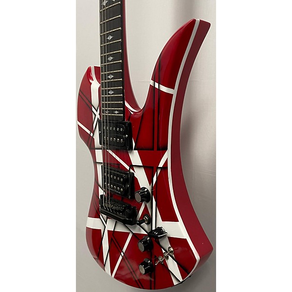 Used B.C. Rich Used B.C. Rich Mockingbird ST Red With Black And White Stripes Solid Body Electric Guitar