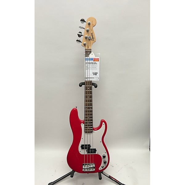 Used Squier Used Squier Mini P Bass Red Electric Bass Guitar