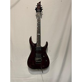 Used 2006 ESP LTD H1001QM Deluxe Floyd Rose See Thru Black Cherry Solid Body Electric Guitar