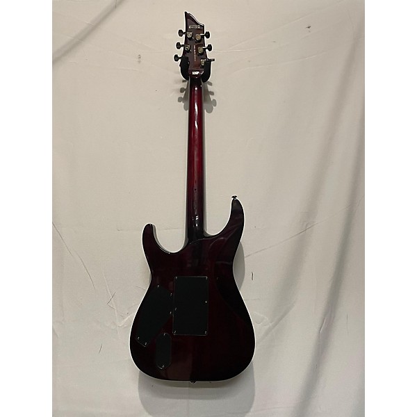 Used 2006 ESP LTD H1001QM Deluxe Floyd Rose See Thru Black Cherry Solid Body Electric Guitar