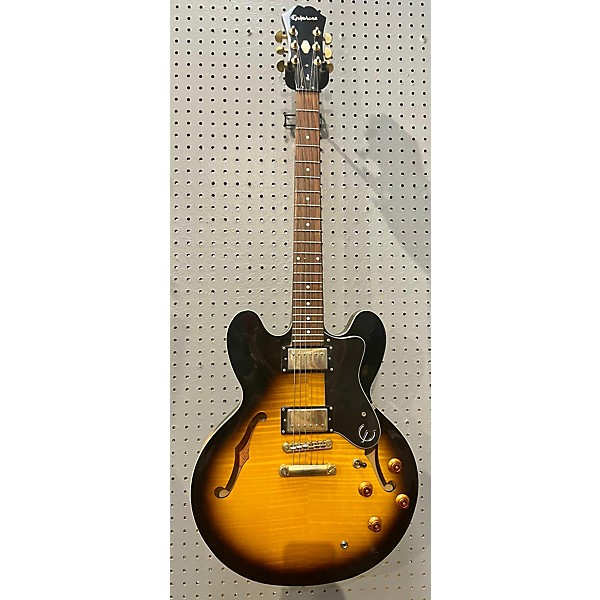 Used Epiphone Used Epiphone Dot Deluxe Flametop 2 Tone Sunburst Hollow Body Electric Guitar