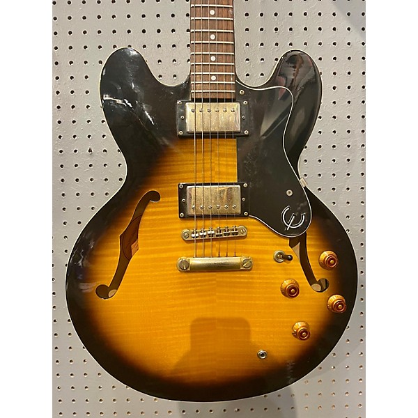 Used Epiphone Used Epiphone Dot Deluxe Flametop 2 Tone Sunburst Hollow Body Electric Guitar