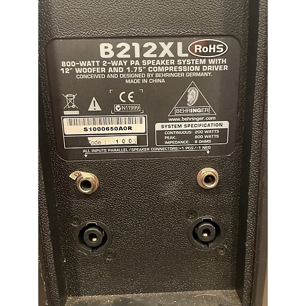 Used Behringer B212XL 12in 2-Way 800W Unpowered Speaker