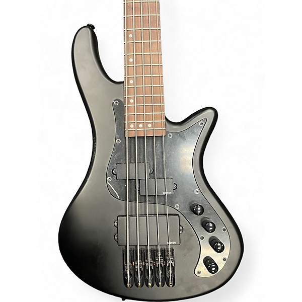 Used Schecter Guitar Research Used Schecter Guitar Research Stiletto Custom 5 String Black and Silver Electric Bass Guitar