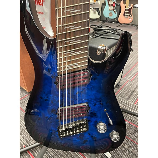 Used Used 2022 Schecter Guitar Research Omen Extreme 8 See Through Blue Burst Solid Body Electric Guitar