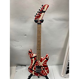 Used EVH Used EVH Striped Series 5150 Red With Black And White Stripes Solid Body Electric Guitar