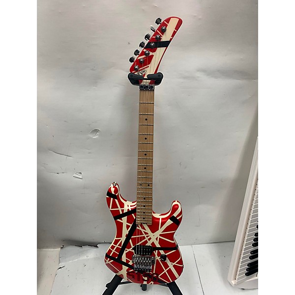 Used EVH Used EVH Striped Series 5150 Red With Black And White Stripes Solid Body Electric Guitar