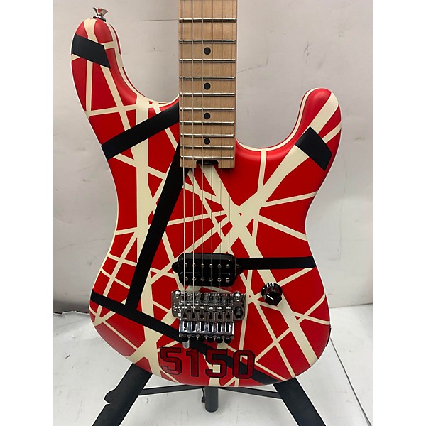 Used EVH Used EVH Striped Series 5150 Red With Black And White Stripes Solid Body Electric Guitar