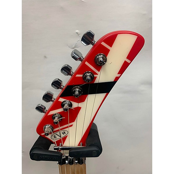 Used EVH Used EVH Striped Series 5150 Red With Black And White Stripes Solid Body Electric Guitar