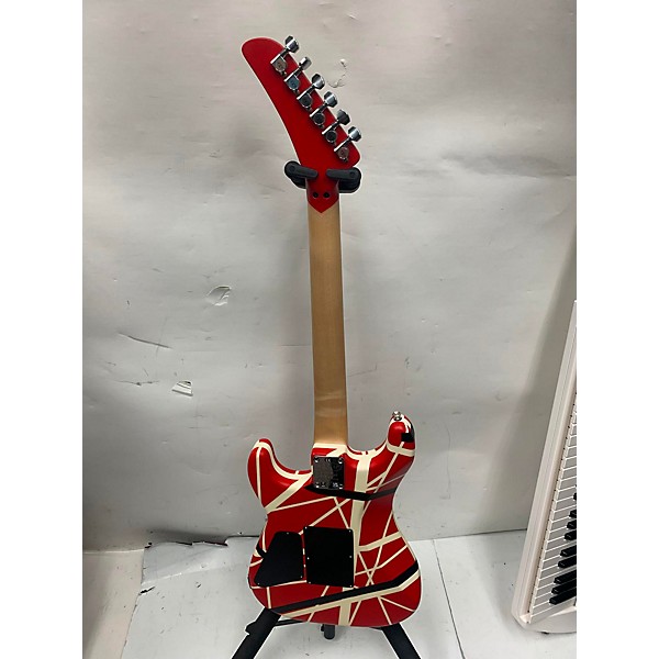 Used EVH Used EVH Striped Series 5150 Red With Black And White Stripes Solid Body Electric Guitar