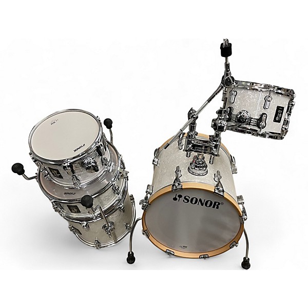 Used SONOR Used SONOR 4 piece AQ2 White Marine Drum Kit