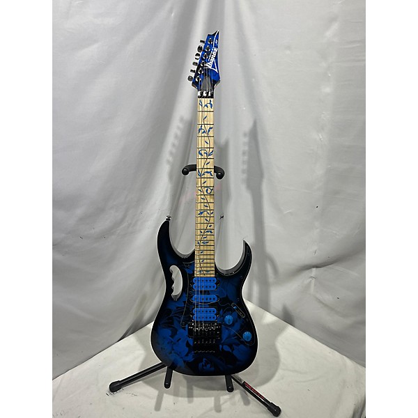 Used Ibanez JEM77FP Steve Vai Signature Black And Blue Solid Body Electric Guitar