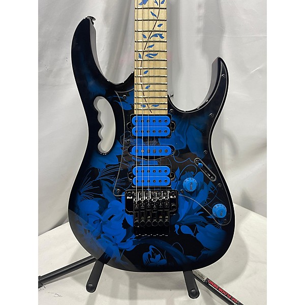 Used Ibanez JEM77FP Steve Vai Signature Black And Blue Solid Body Electric Guitar