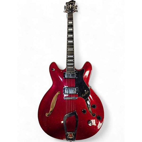 Used Hagstrom Viking Deluxe Cherry Sparkle Hollow Body Electric Guitar