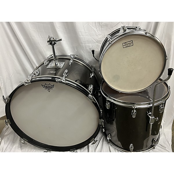 Vintage Slingerland Vintage 1970s Slingerland 3 piece 4pc Kit Black Drum Kit